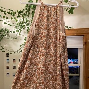 Pink floral babydoll dress with tie on back